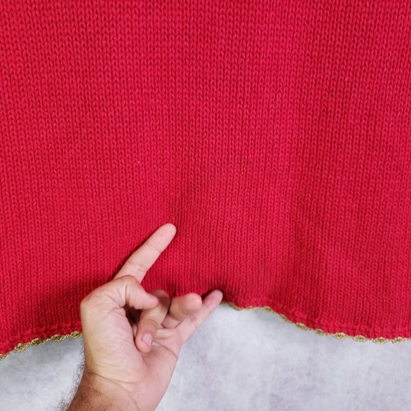 Tiara International Women's Large Red Knit Beaded Ugly Christmas Sweater Vest - Picture 11 of 12